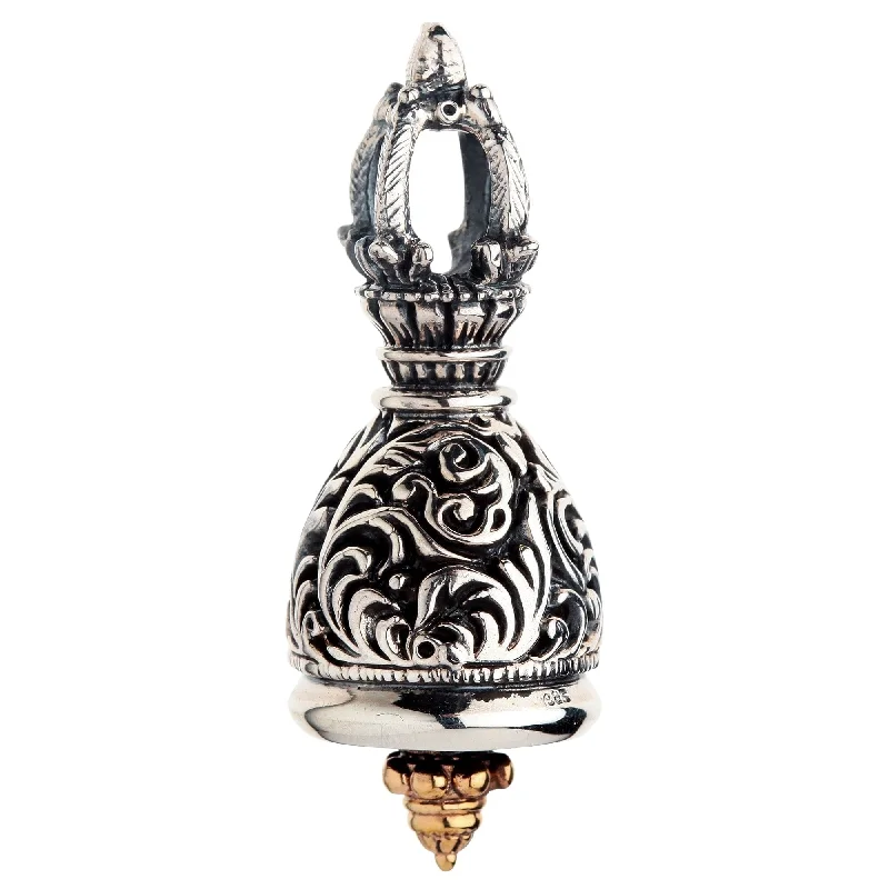 Tibetan Buddhist Bell Sterling Silver Pendant