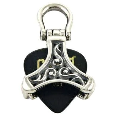 Tribal Carved Guitar Pick Holder Sterling Silver Pendant