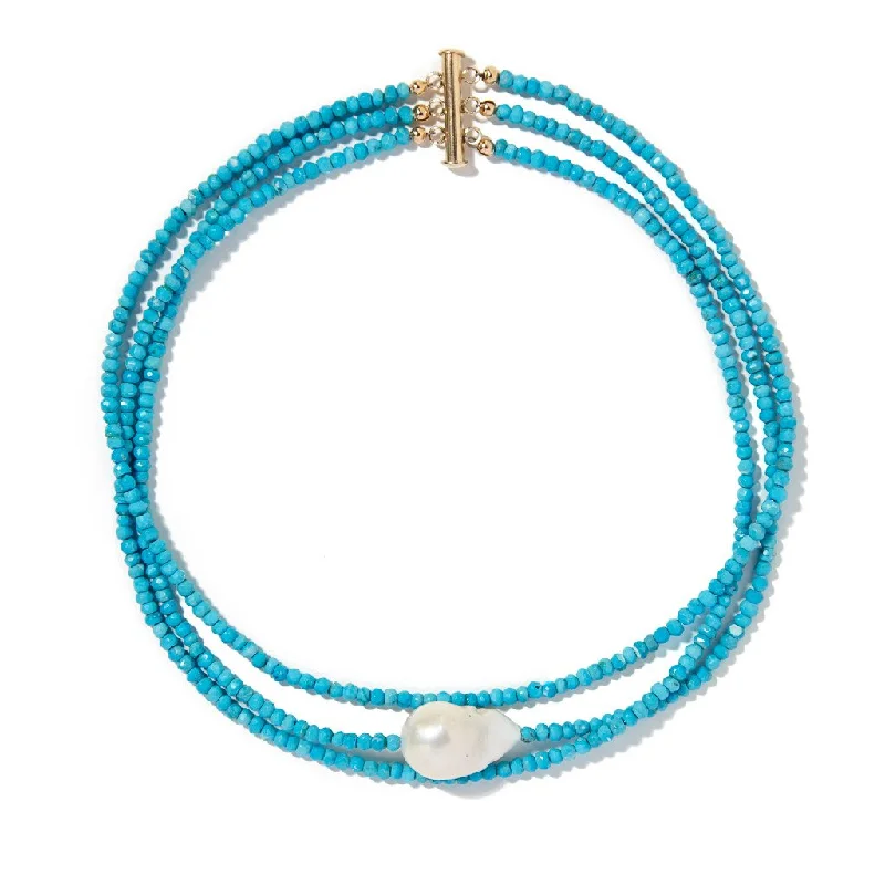 Turquoise Triple Strand Gemstone Choker